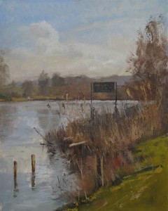 Oil painting of The River Thames at Aston near Henley