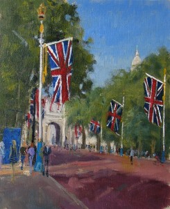 Royal Flags-The Mall. Oil painter Roy Connelly
