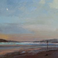 Moonrise Orwell Estuary. Oil on canvas. 20x24in, 51x61cm. £1,600