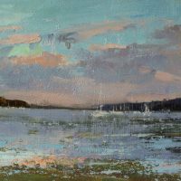 Orwell Estuary at Dusk. Oil on board. 6x12in, 15x30cm. SOLD