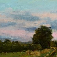 Pink Suffolk Sky. Oil on board. 8x20in, 20x51cm. £800